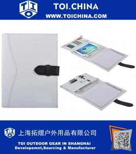 Folio Case, White and Black Leather Portfolio Case for Galaxy Tab S2 8.0 and A5 Notepad